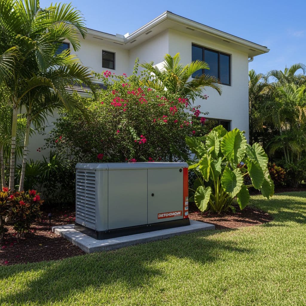 generator installation florida home with a whole house standby unit beside the house