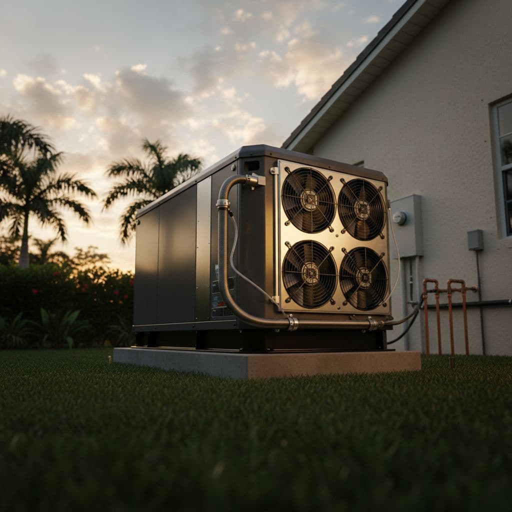 air cooled vs liquid cooled generators installed beside a Florida home