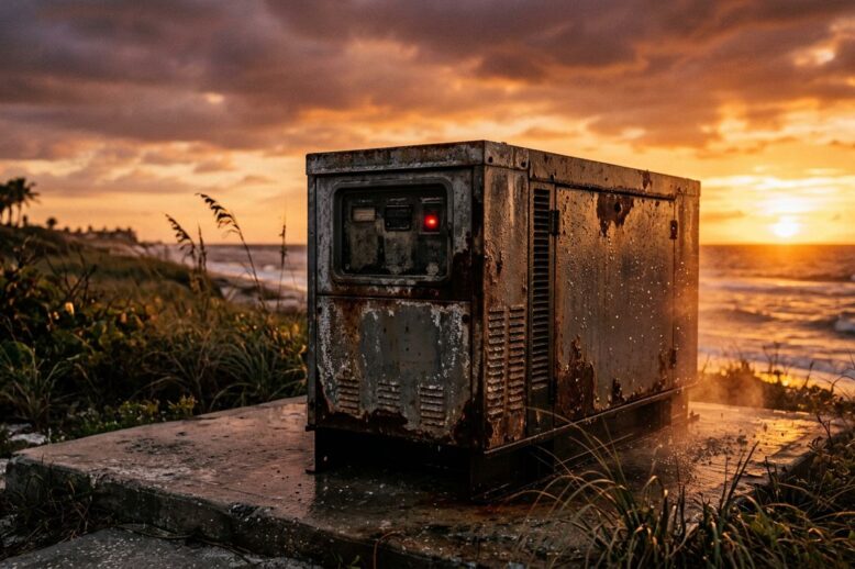 Corroded Generator Near Coast How Salt Air Damages Whole House Generators in Coastal Florida