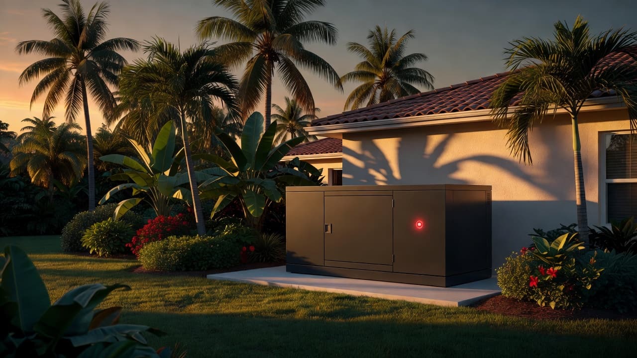 Remote generator monitoring for a whole-house standby generator beside a Southwest Florida home