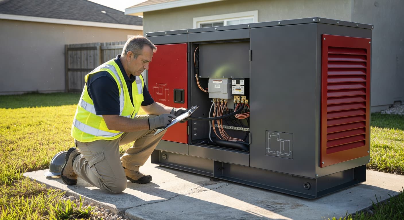 generator permits florida inspection of a whole-house standby generator on a concrete backyard pad
