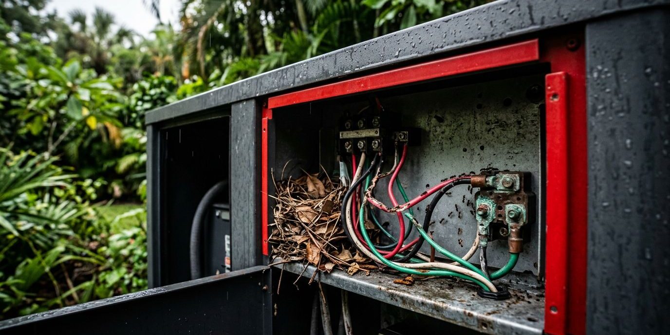 Damaged Standby Generator Wiring Rodent and Insect Damage Inside Whole-House Generators