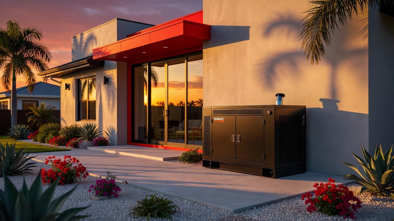 standby generator water heater beside a Southwest Florida home