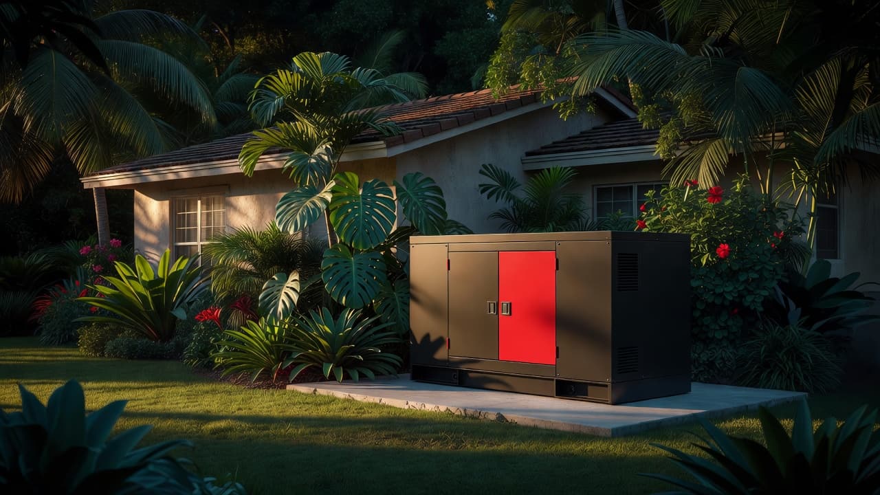 Generator well pump backup system installed beside a Florida home