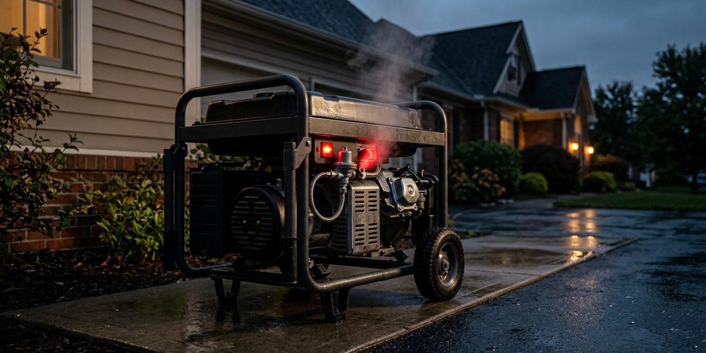 Generator Fuel System A standby generator beside a house with vapor near its fuel connection.