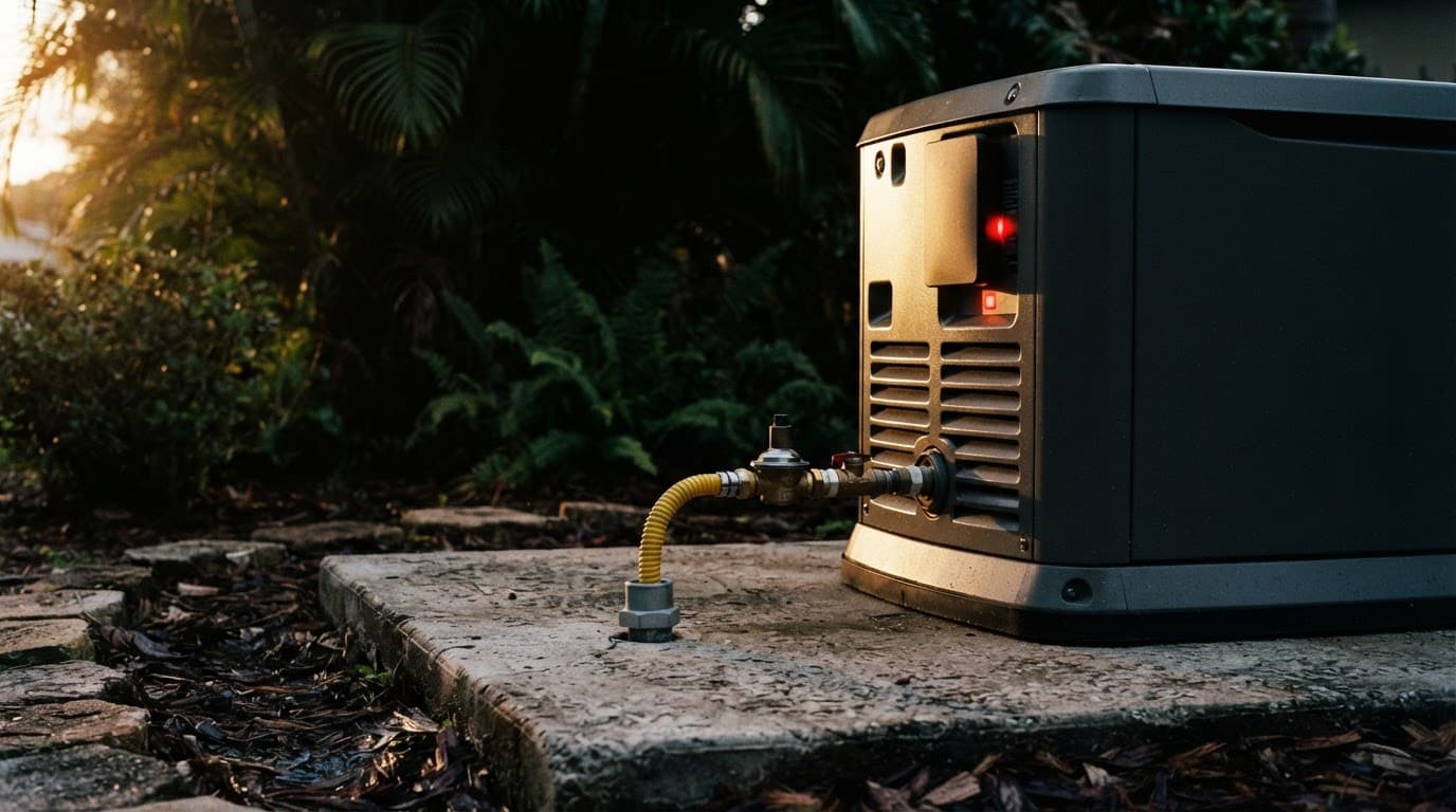 Standby generator connected to an underground fuel line.